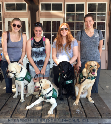 Allison, Remy, Megan, and Rachel with their pups