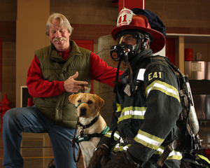 Don with yellow lab, Gromit